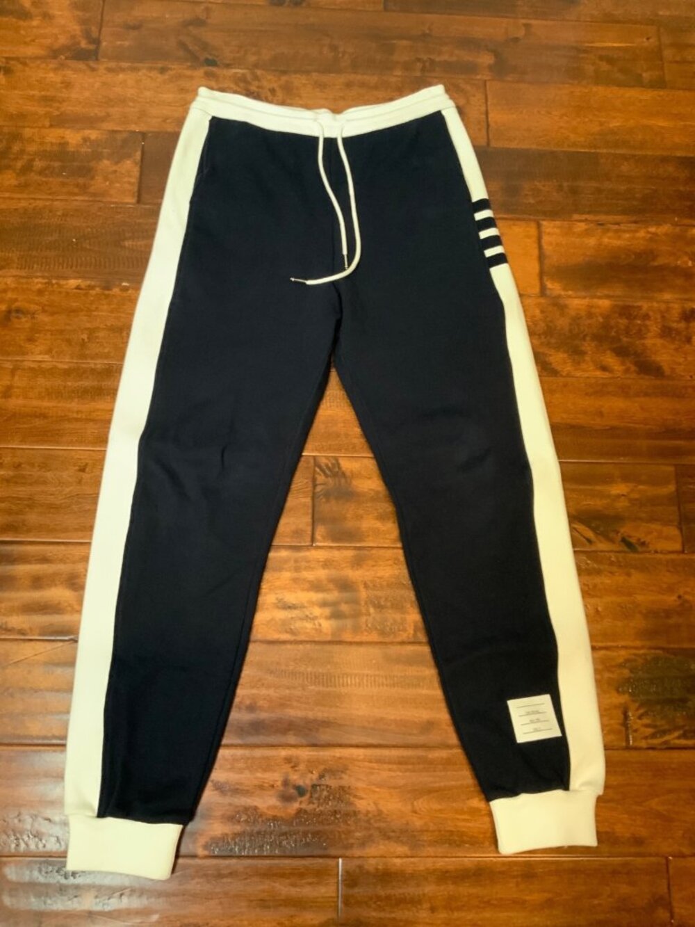 THOM BROWNE Navy Blue 4 Bar Loopback Jersey Sweatpants, Size 3 | Large, NWT!